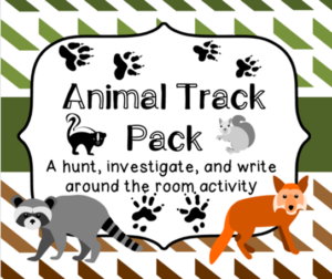 animal track write around the room activity 