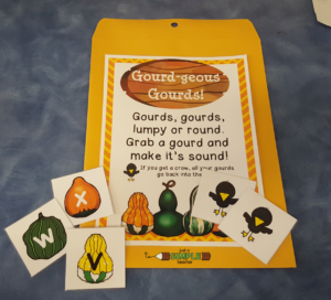 fall literacy game with a gourd theme